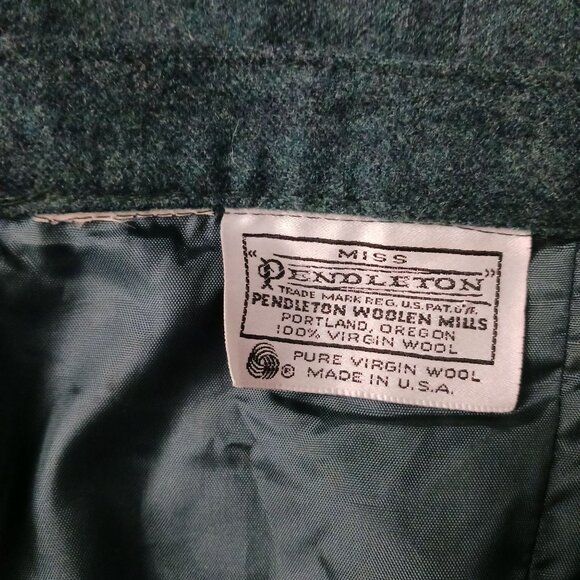 Miss Pendleton Vintage 100% Virgin Wool Midi Skirt Green Size 29 Made in the USA - Picture 5 of 10